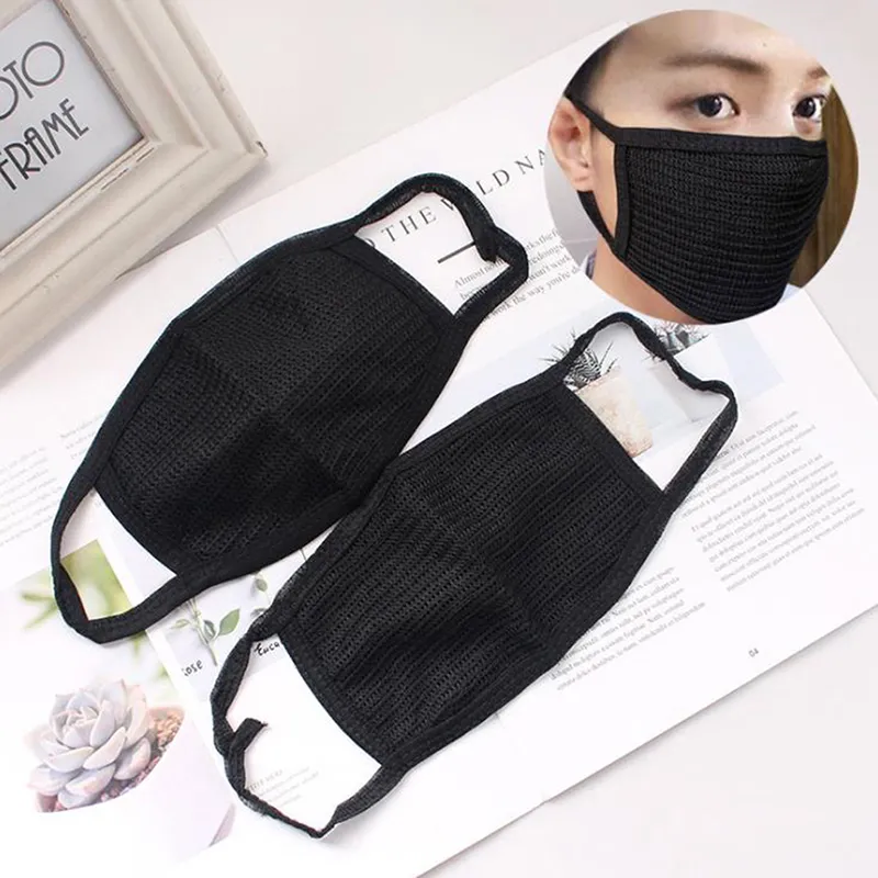 Black Bilayer Cotton Mouth Mask Anti Fog Mist Washable Reusable Double Layer Mouthmuffle Dust Warm Winter Mask 5831032