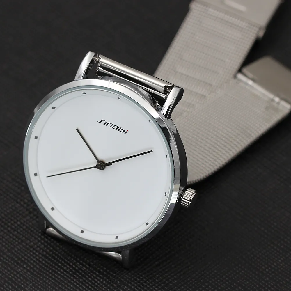 SINOBI Mannen Horloges Mode Eenvoudige Mannelijke Genève Quartz Klok Rvs Casual Horloge Zwart Montres Hommes Drop 2680