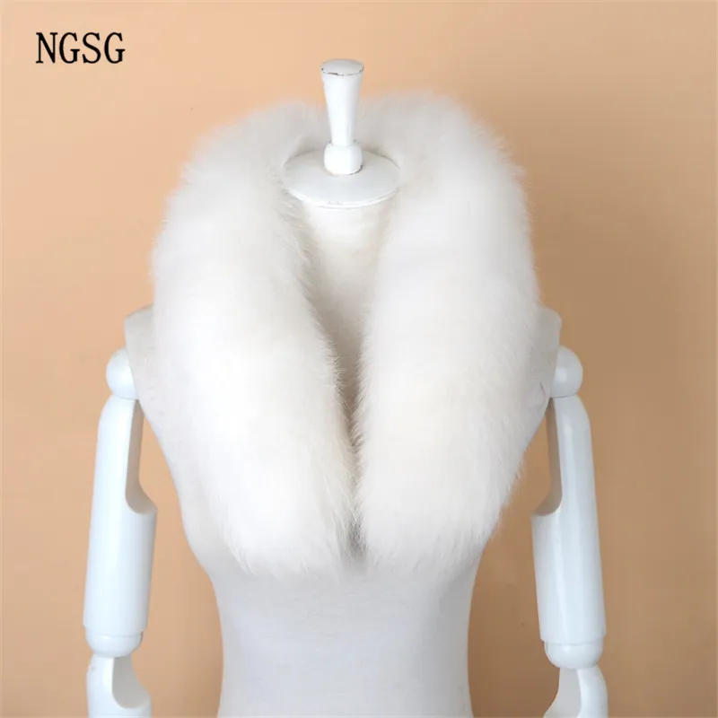 NGSG Réel Fourrure De Renard Écharpe Femmes Hommes Rayé Hiver Chaud 80-90 CM Longue Queue Écharpe De Mode De Luxe Col Foulards Wraps Femme W001 C181242m