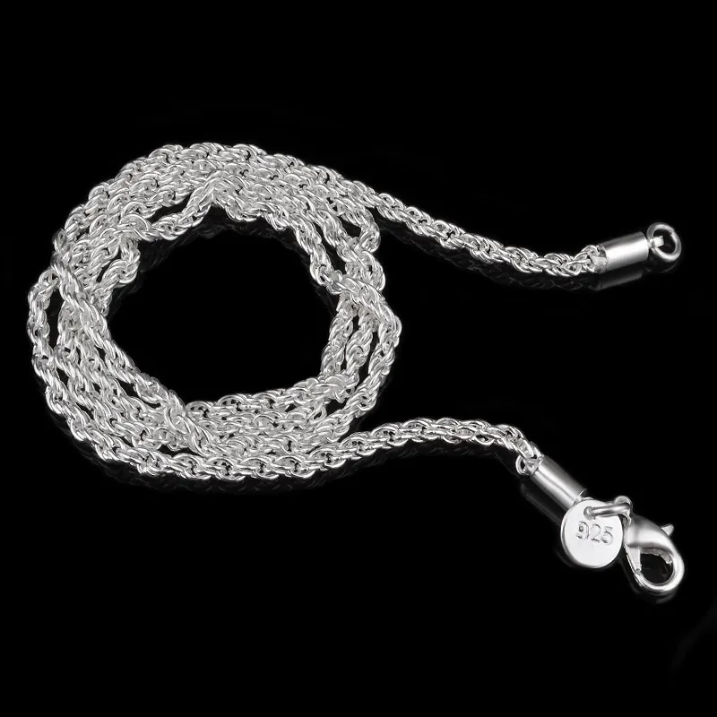Yhamni 100% Original 925 Silber Halskette Frauen Männer Geschenk Schmuck 3mm 16 18 20 22 24 26 28 30 Zoll Seilkette Halskette Yn892131