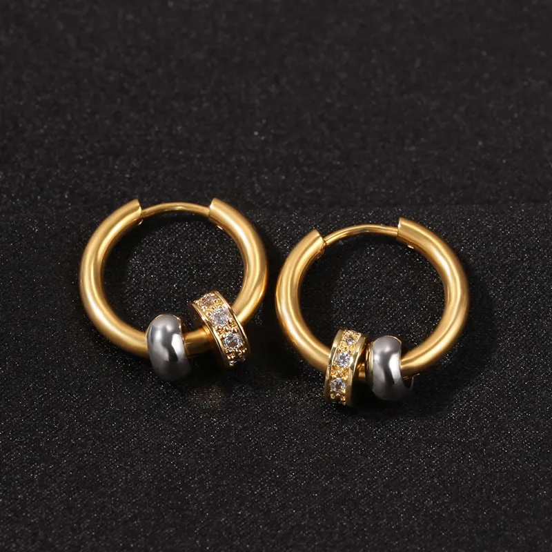 Mens Hip Hop Hoop Earrings Jewelry Womens Gold Plated Vintage Earring With Diamond169t