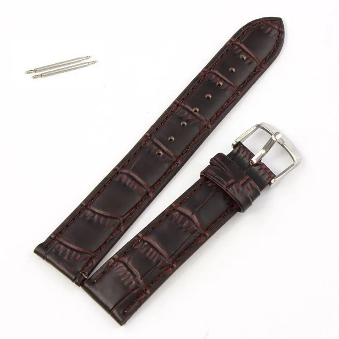 Haute qualité 18mm 20mm 22mm bracelet en cuir véritable boucle en acier bracelet de montre noir marron bandeau 275U