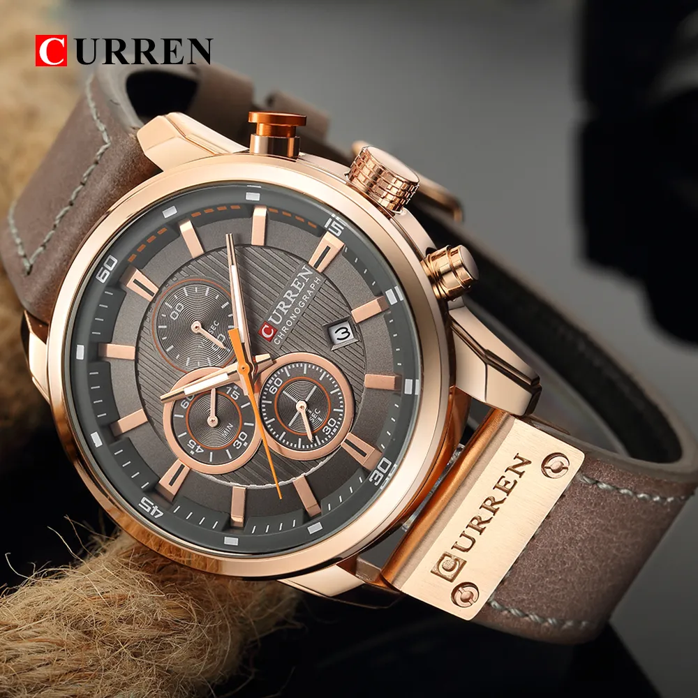 CURREN Luxus Casual Männer Uhren Militär Sport Chronograph Männlichen Armbanduhr Datum Quarzuhr Horloges Mannens Saat Relojes226C