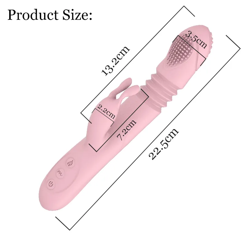 FLXUR Silicone Chauffage Télescopique Poussée Lapin Vibrateur Rotatif Gode Vibrateur G Spot Clitoris Stimulateur Sex Toy pour Femme Y201118