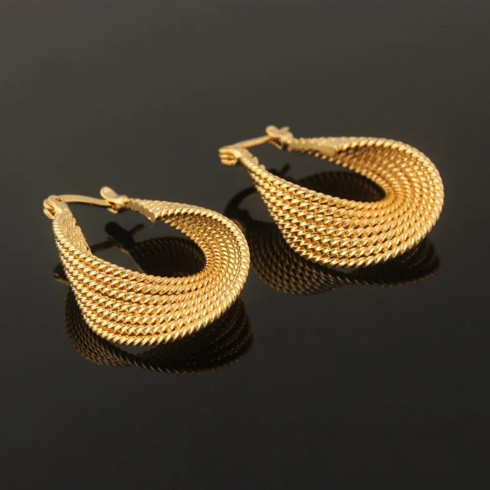 Moda 14 k giallo oro massiccio GF orecchino orecchini di fascino gioielli piega le donne regalo 245y