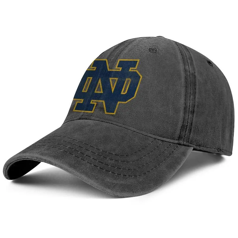 Stylish Notre Dame Fighting Irish Round Logo Unisex Denim Baseball Cap Cool Team Hats Football Logo Core Smoke Old Print USA Flag 250T