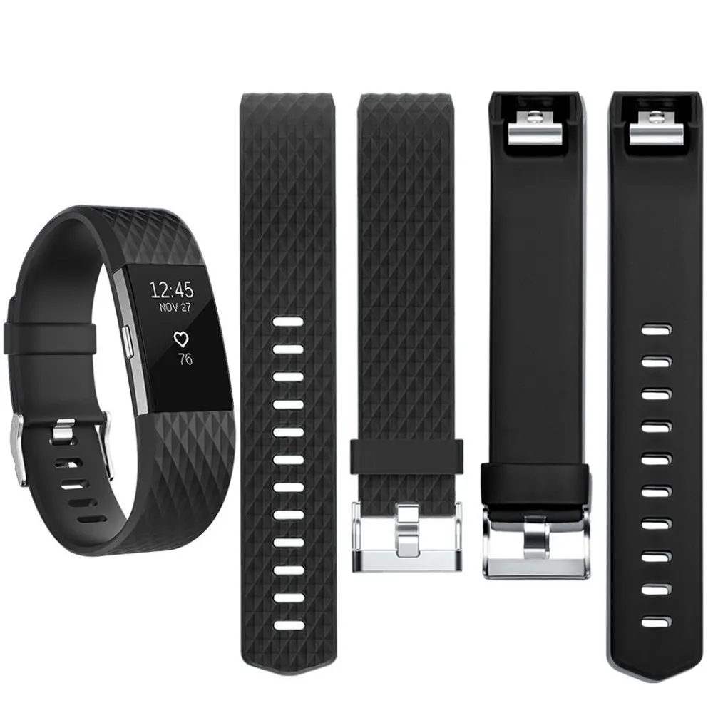 Fitbit充電用ブレスレットブラックソフトシリコンバンドFitbit充電用の小さな大きなリストストラップブレスレットバンド25078155