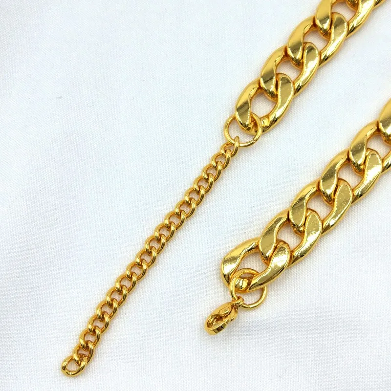 USENSET Collar de cadena de eslabones cubanos para perros o gatos, de acero inoxidable, chapado en oro de 18 quilates, 11mm, suministros para mascotas 2462