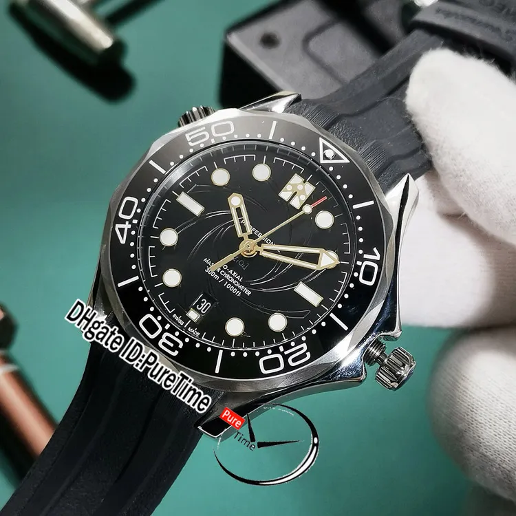 GDF Diver 300M Miyota 8215 Автоматические мужские часы 42 мм 007 50th Черный текстурированный циферблат Черная резина 210 22 42 20 01 004 Новые Puretime B2334u
