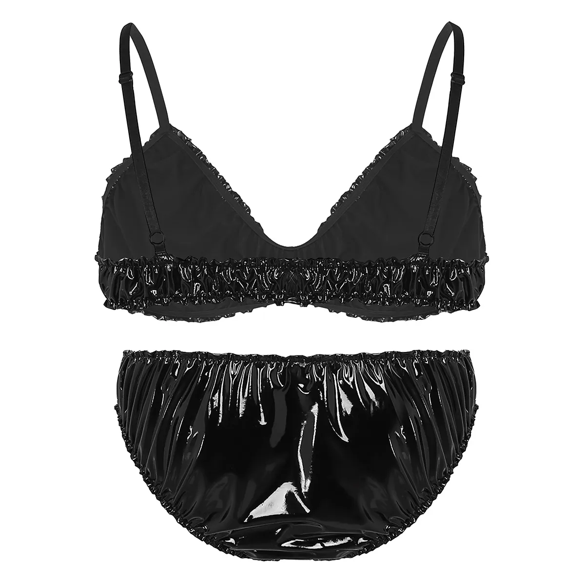 Männer Dessous Set Bh Top mit Bikini-Slip Sexy Erotische Herren Weiche Leder Mankini Unterwäsche Sissy Homosexuell bralette Höschen256Y