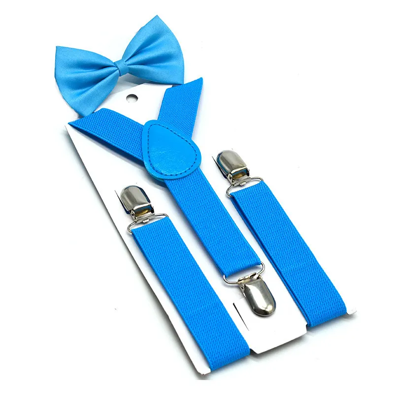 34 Färg Barn Suspenders Bow + Tie Set Boys Girls Braces Elastic Y-suspenders med slips Modebälte eller barn Barnbarn av DHL