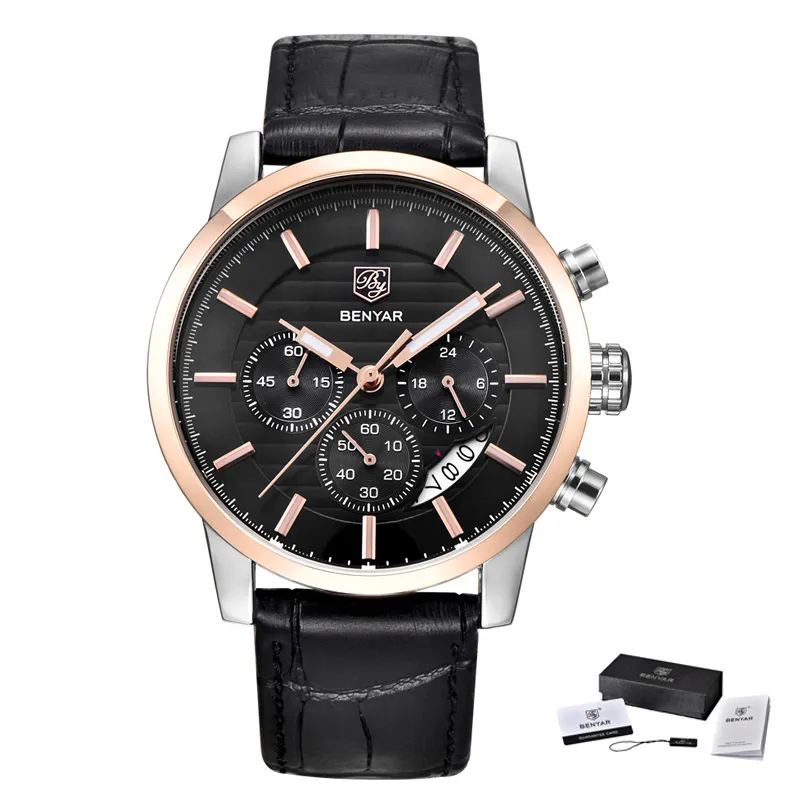 Reloj Hombre Benyar Fashion Chronograph Sport Mens Watches Top Brand Luxury Business Quartz Watch Clock Relogio Masculino2594