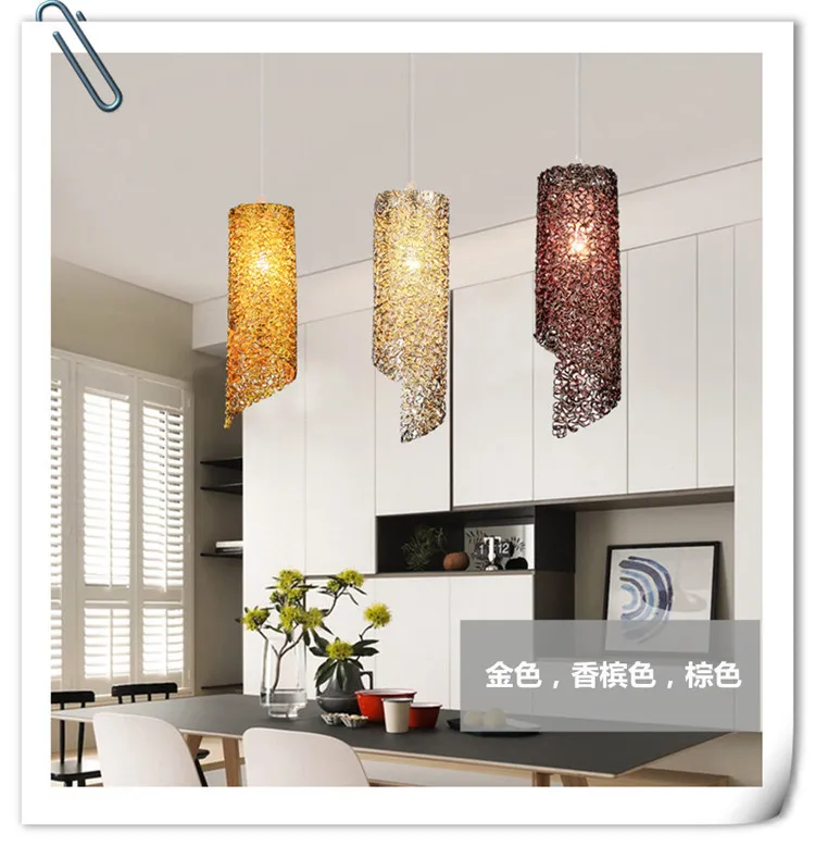 Cor criativa moderna e27 led luminária personalidade alumínio pendurar lâmpada pingente luz iluminação para casa luminárias de cozinha276w