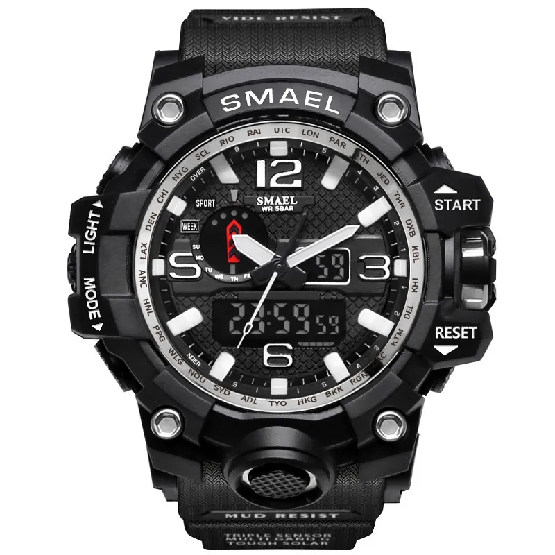 SMAEL 1545 orologi sportivi da uomo di marca doppio display analogico digitale LED orologi da polso al quarzo elettronici nuoto impermeabile militare Wa289W