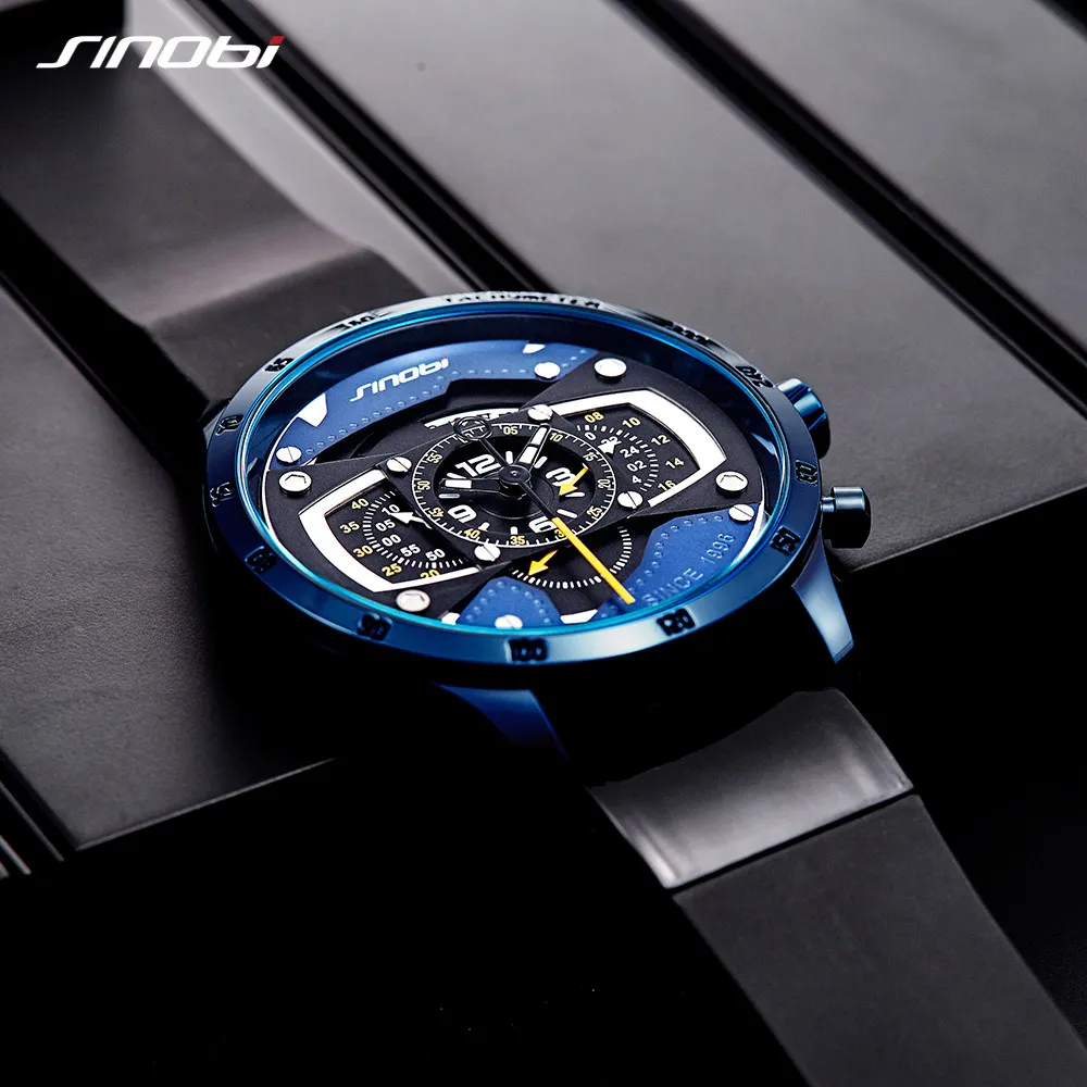 SINOBI Auto Snelheid Sport Heren Horloges Creatieve heren Horloge Punk Waterdicht Quartz horloge Militaire Reloj Hombre Racing Watc290l