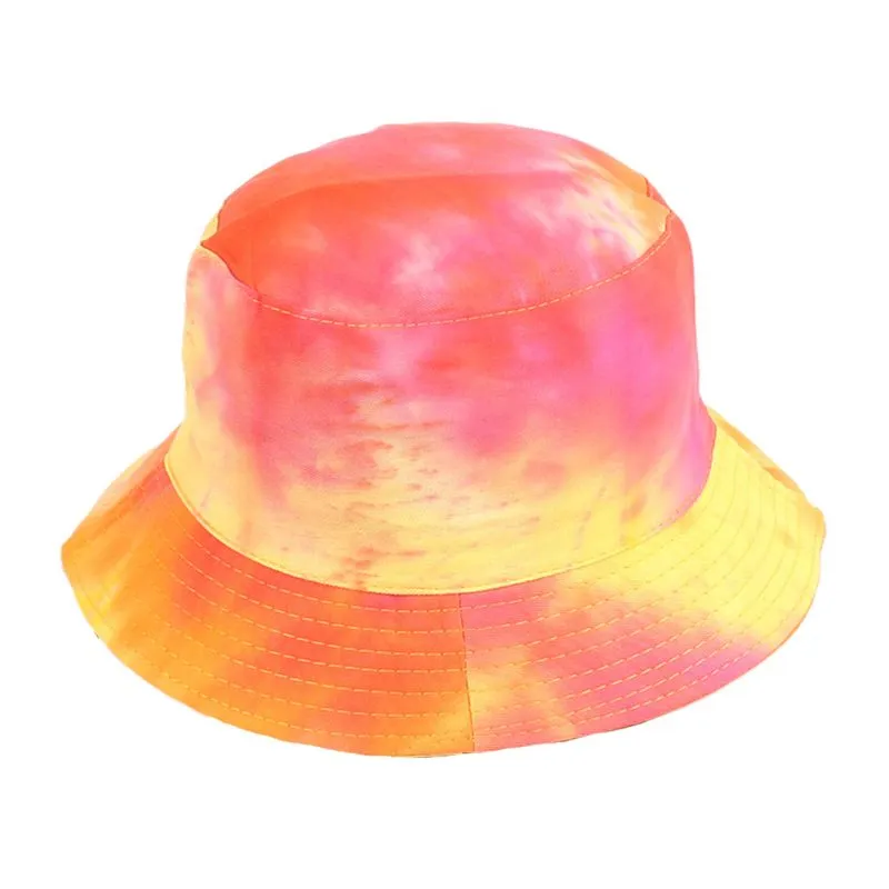 Donna Uomo Harajuku Tie-Dye Cappello a secchiello colorato a contrasto Reversibile ripiegabile Tesa larga Visiera parasole Hip Hop Cotone Pescatore Cap1269v