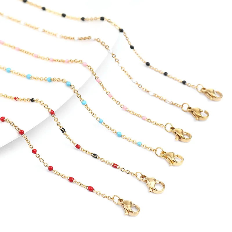 moda aço inoxidável link cabo cadeia colar ouro colares multicoloridos para mulheres homens jóias presentes por atacado