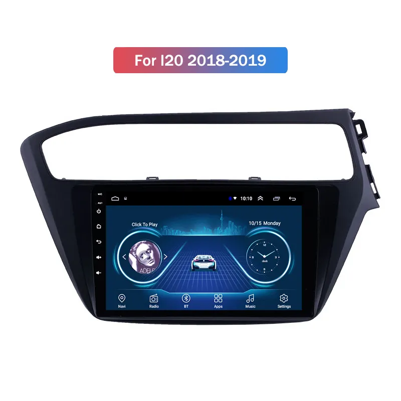 Lecteur multimédia de radio vidéo de voiture Android 10 2.5D HD pour Hyundai I20 2018-2019 Navigation GPS