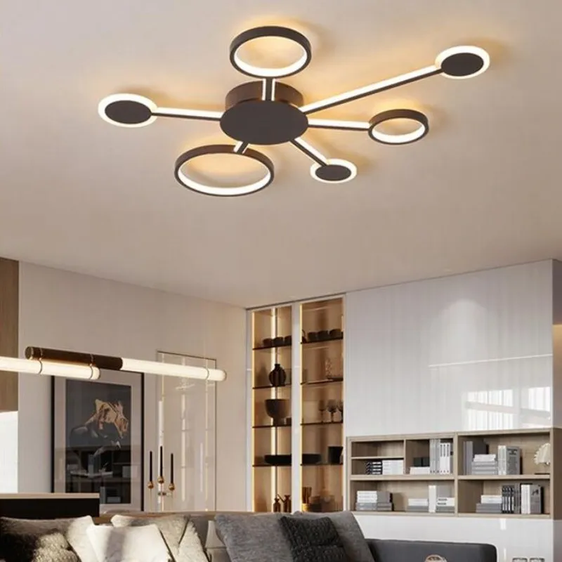 リビングルームのための新しいデザインモダンなLED天井ライトスタディルームホームカラーコーヒー仕上げ天井ランプmyy2904