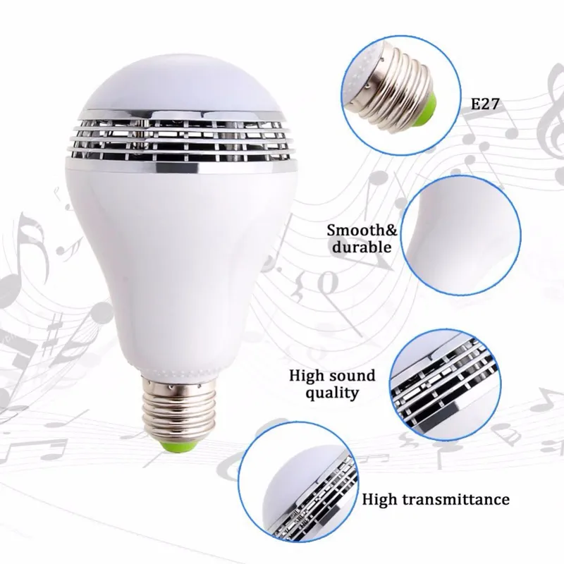 スマートバルブワイヤレスBluetooth音楽スピーカー電球12w E27 LED RGBライトカラーアプリControl287oを介して変更