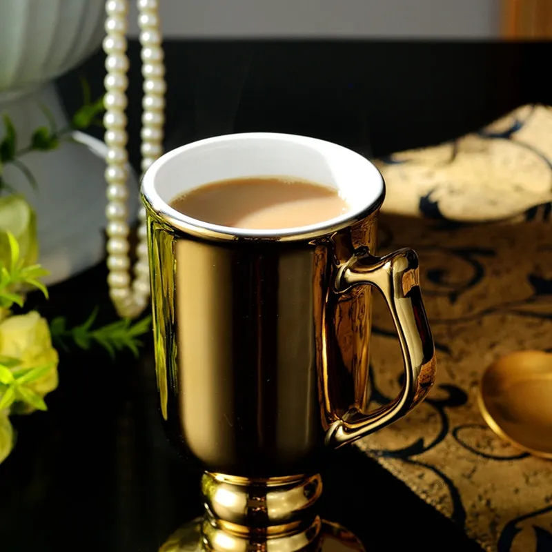 XING KILO Tazza di caffè d'oro irlandese Tazza di ceramica dorata nordica Tazza d'oro della corte reale Regalo di Natale regalo di festa T191024281z