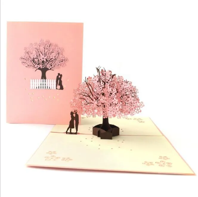 Amor 3D Pop UP Cartões Cartão Postal de Presente de Dia dos Namorados com Envelope Adesivos Convite de Casamento Cartões de Aniversário para Ela GB6227z