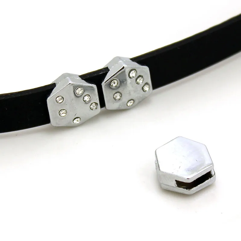 10 pièces de breloques coulissantes en strass cristal de 8MM, adaptées au bracelet de 8mm, ceinture, collier pour animaux de compagnie, 5 styles au choix, LSSC13-405194Y