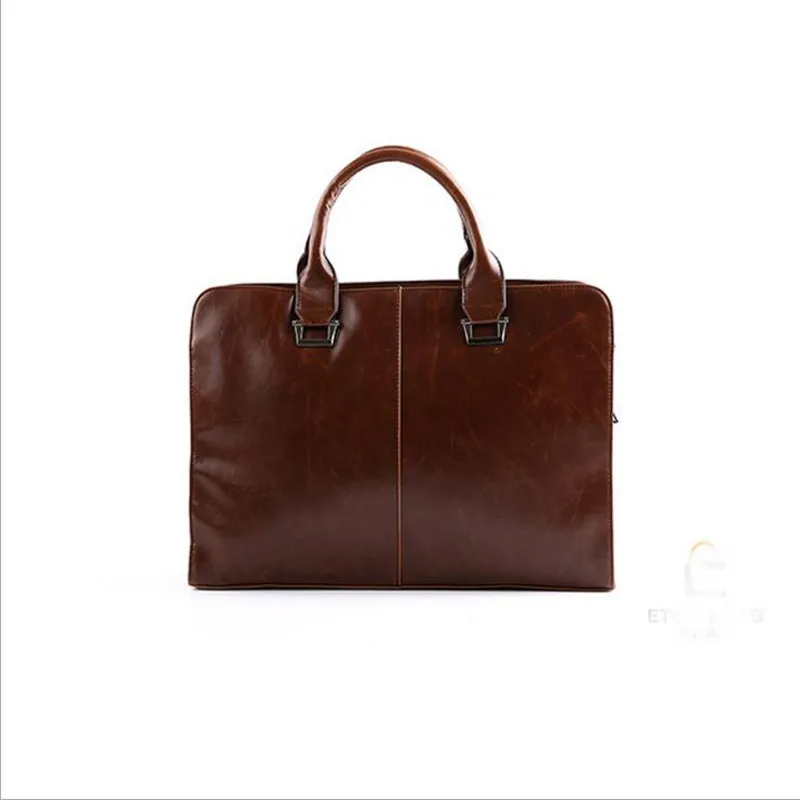 Mens Leather Briefcase Laptop Bags Travel Bag Soft Shoulder Bags Business Man Handbag Male Formal Briefcases276S