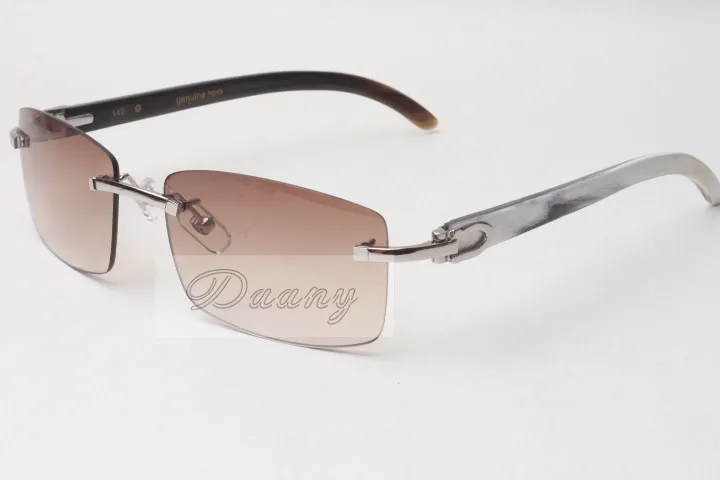 フレーミングレスサングラスメガネ3524012ナチュラルミックスオックスホーン男性と女性のサングラスメガネ眼鏡56-18-140M2847