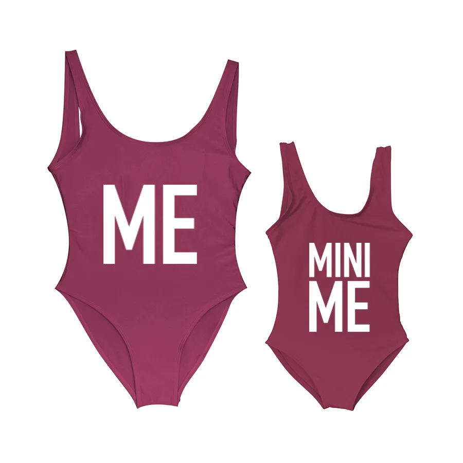 Mother and Daughter Children Bikini Me and Mini Me Letter Print Mommy&Babe Swimwear Mom Kids Bathing Suits One Piece Swimsuit212W