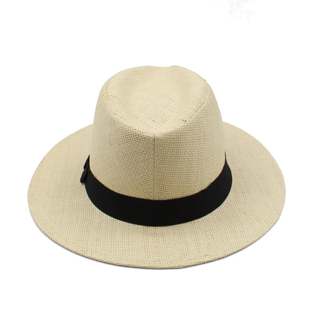 Moda Summer Women Man Słomka Panama Hat Outdoor Travel Wide Brim Beach Sun Ochrony Cap Jazz Hat5629097