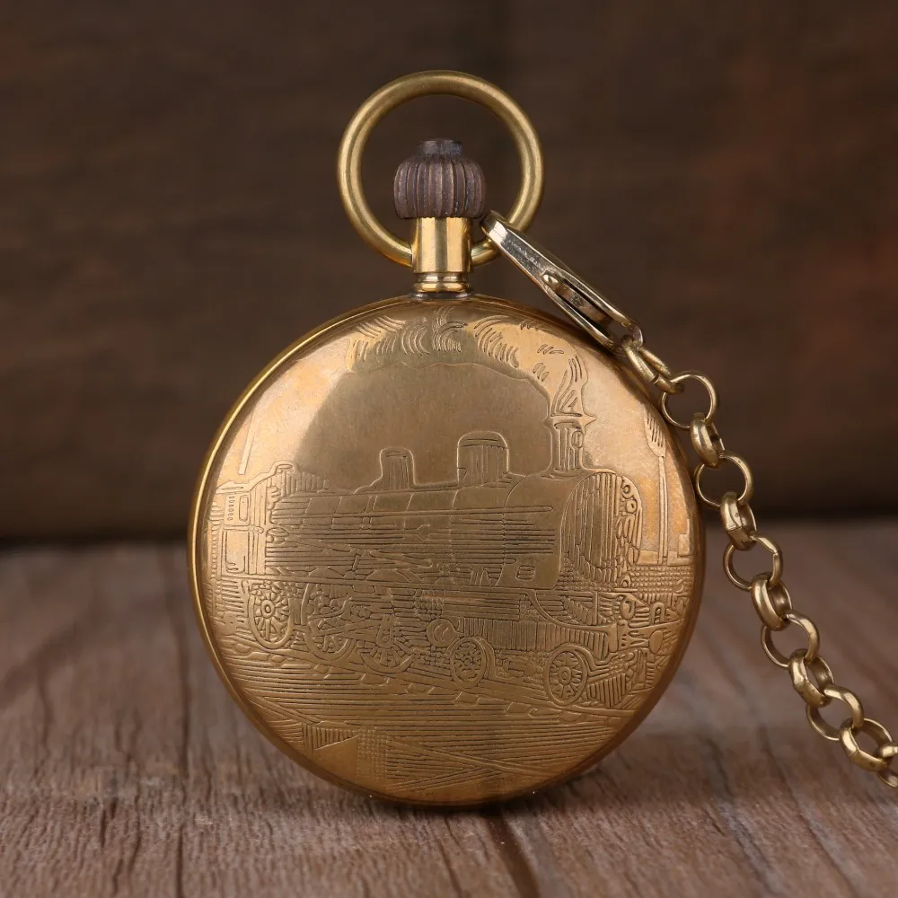 Vintage Retro Copper Watch Mężczyzn Mężczyzny London Mechanical Pocket Watch z metalową sieć Steampunk Roman252x