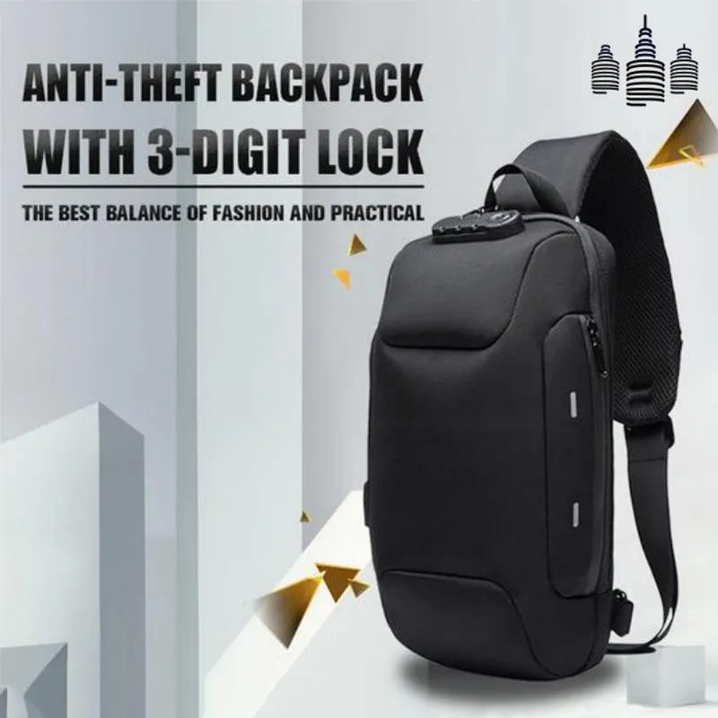 Cep telefonu seyahati için 3 haneli kilitli omuz çantası su geçirmez olan hırsızlık anti sırt çantası HSJ88258Z