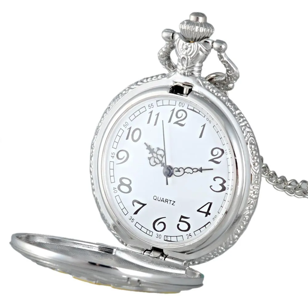 Zilver en goud DAD thema volledige quartz gegraveerde Fob retro hanger zakhorloge ketting Gift2239