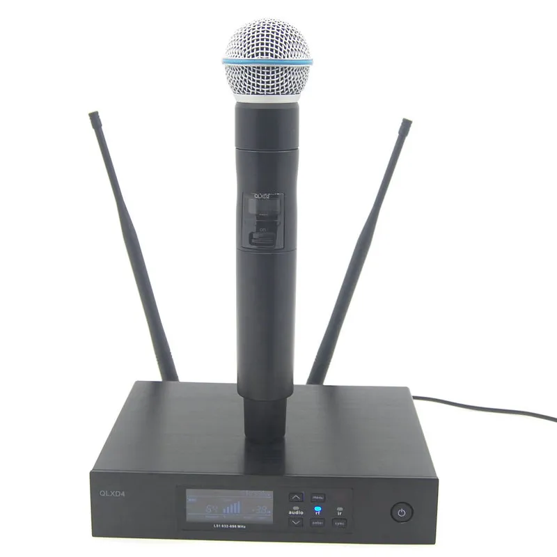 Professionell UHF Digital Wireless Mic System QLXD4 True Diversity Stage Performance Beta58 Single Handheld Microphone