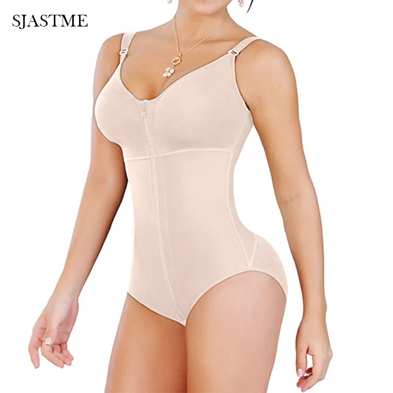 Nieuwe dames plus size bodysuit shapewear afslanken buikcontrole full body shaper panty stijl clip zip met beha taille riem fajas y289c