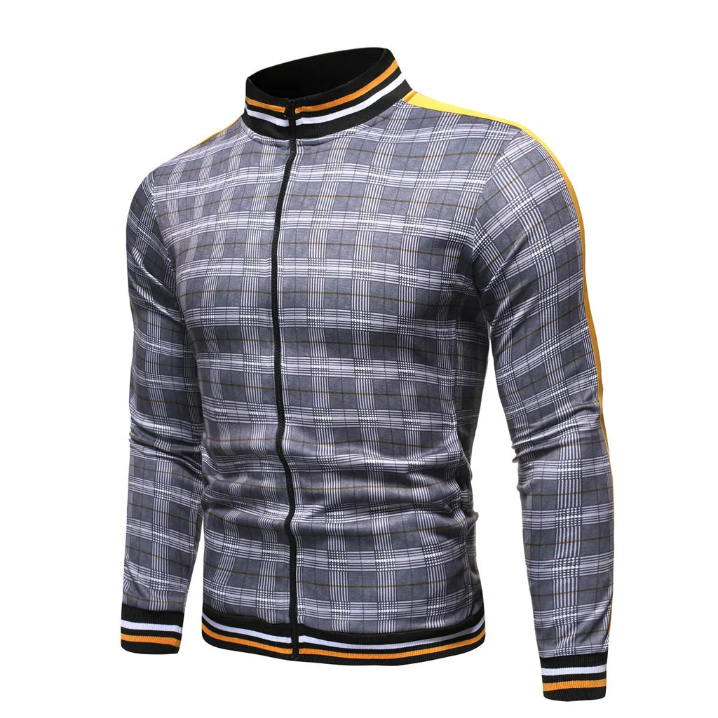 Tracksuit men 2019 New Men Sets Fashion Sporting Suit Brand Plaid Zipper Sweatshirt +Sweatpants Mens Clothing Sets 9.2 T200507