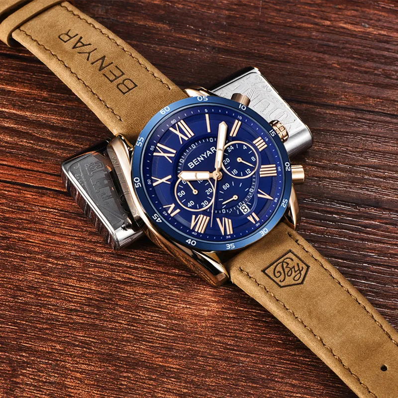 BENYAR Fashion Chronograph Sport Mens Watches Top Brand Luxury Waterproof Military Quartz Watch Clock Relogio Masculino222Y