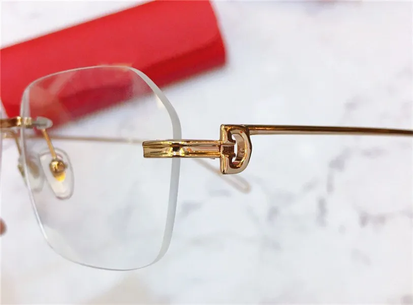 fashion design frame optische bril 0113 k goud vierkant frameloze retro moderne zakelijke stijl unisex kan recept eyewear283T maken