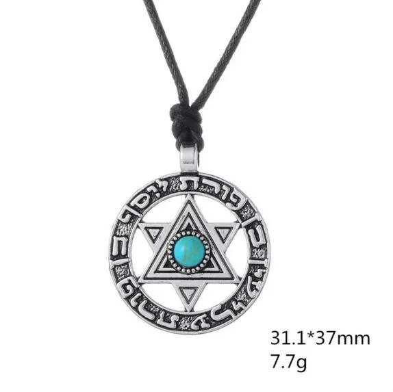 David Hexagram Pendant Vintage Wiccan Jewish Talisman Necklace190f의 Norse Viking 스타