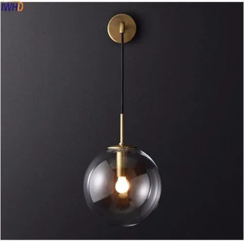 Nordic Modern Lampa Lampa LED Glass Ball Ball Mirror obok amerykańskiego światła Retro Wall Light Sconce Wandlamp Aplique Murale251m