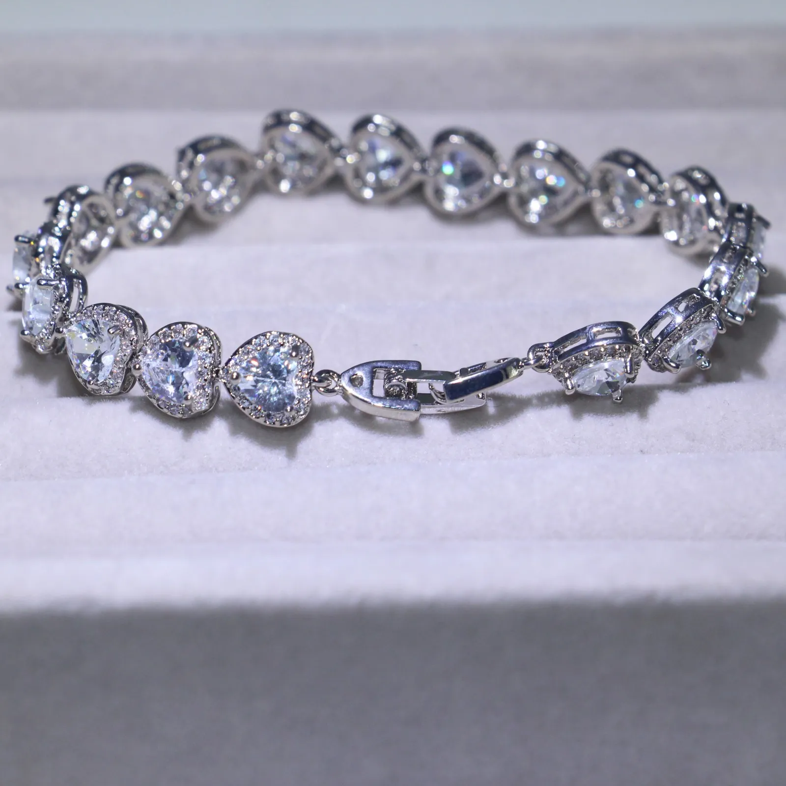 3 стиля Виктория, роскошные ювелирные изделия, сверкающее серебро 925 пробы, полный принцесса огранки, белый топаз, CZ бриллиант, Румыния, свадебный браслет For267A