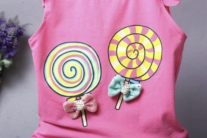 2019 Ny sommarstil barn lollipop mönster väst shorts tvådelat kostym mode flicka tunn sektion bomullslitage