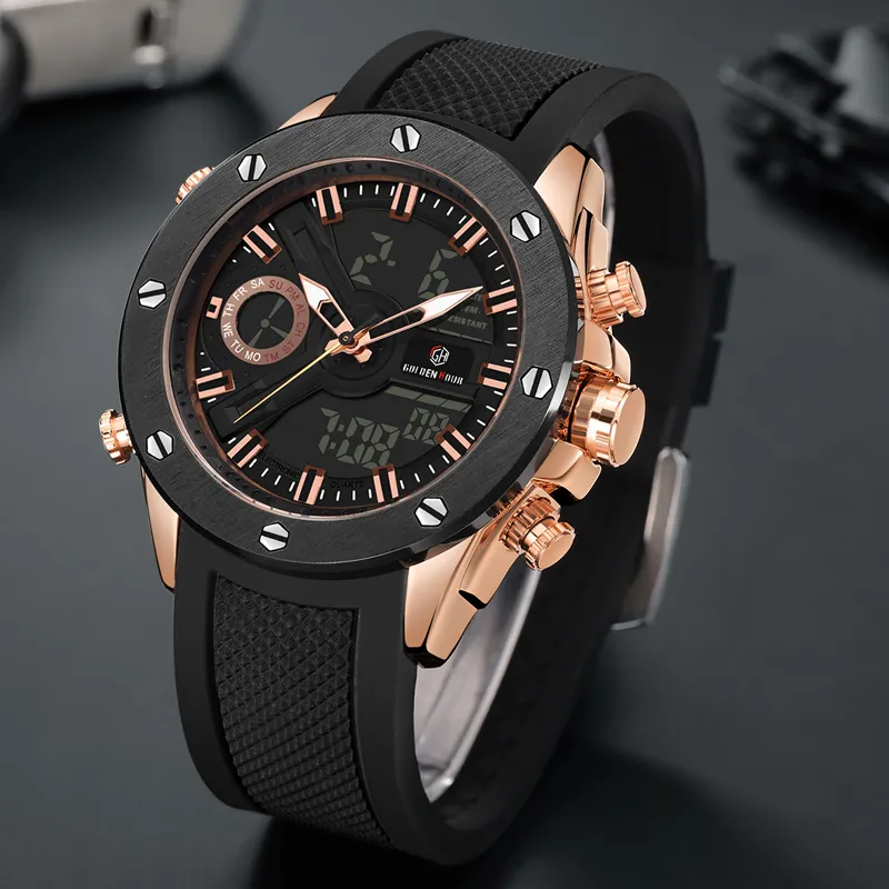 Cwp Reloj Hombre Top Marke Luxus GOLDENHOUR Männer Uhr Quarz Automatische Sport Digital Army Military Mann Relogio Masculino2520