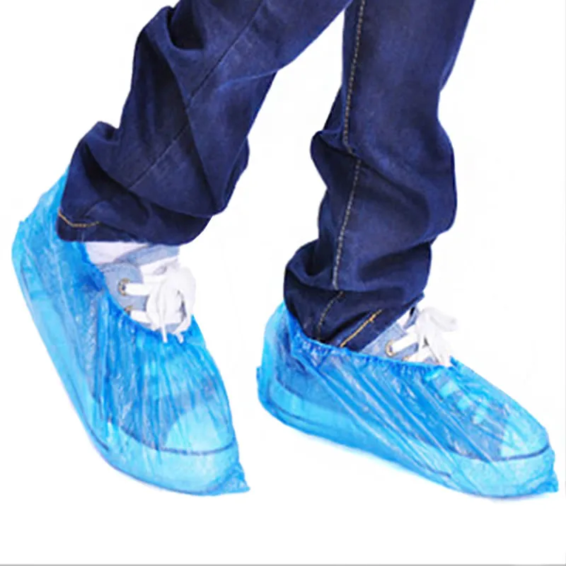 100 pièces jetable en plastique anti-dérapant botte sécurité chaussure couverture nettoyage PVC plastique sur chaussures chaussure botte couvre tapis protecteurs