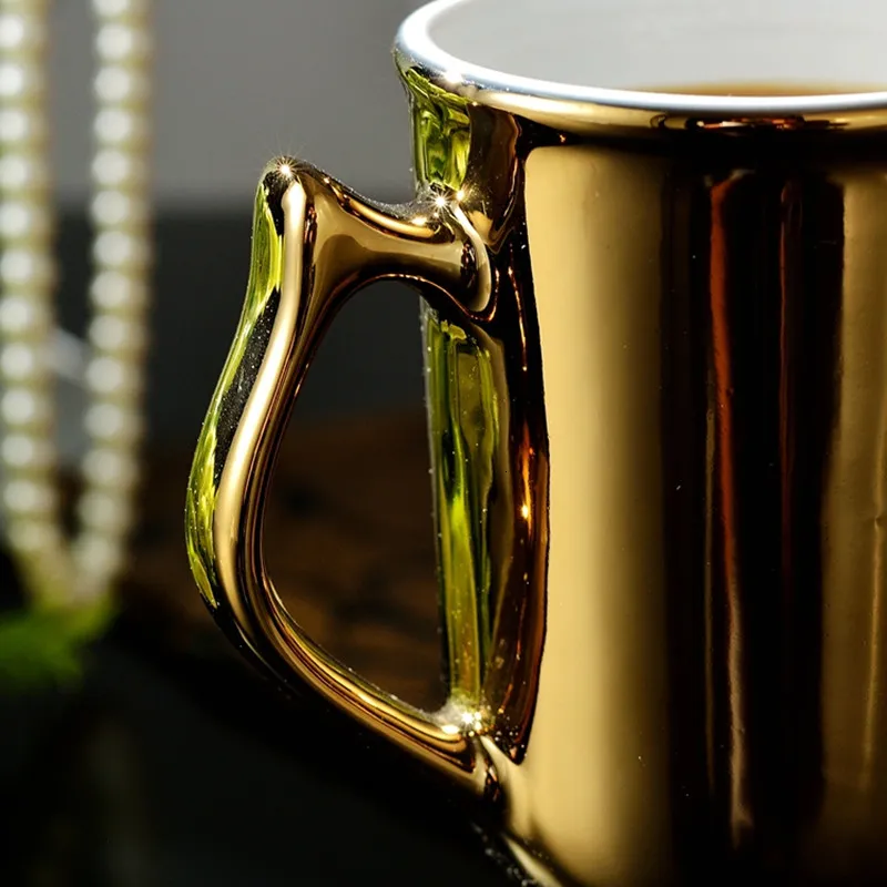 Xing Kilo Irish Golden Coffee Cup Nordic Golden Ceramic Cup Royal Court Gold Cup Christmas Gift Holiday Gift T191024281Z