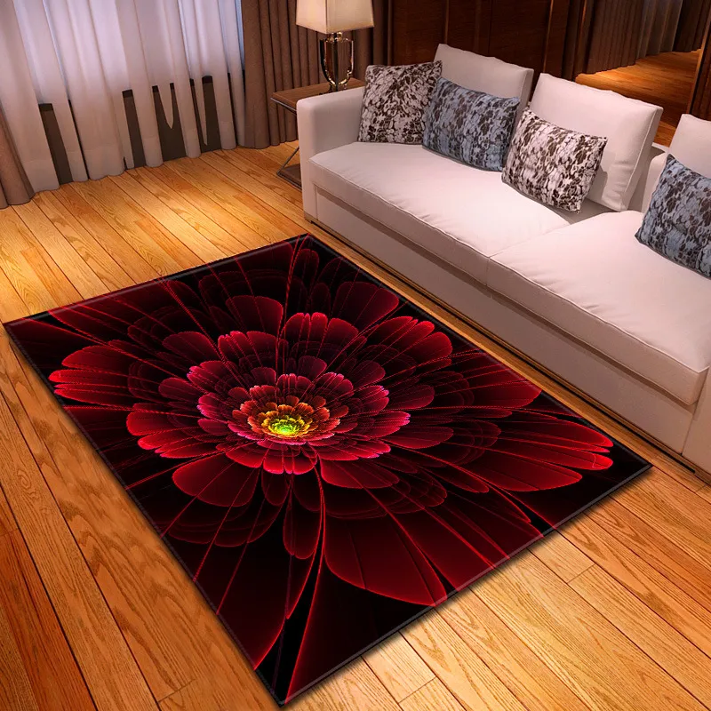 3D Große Blume Teppich Hause Wohnzimmer Teppich Schlafzimmer Rote Rose Muster Baby Zimmer Dekoration Weiche Tür Mat3132