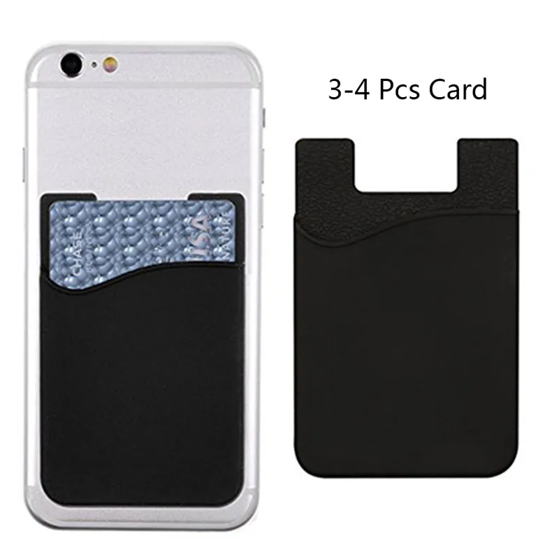 Silicone Wallet Credit Card Cash Pocket Cases Sticker  Adhesive Stick-on ID Holder Pouch For iPhone Samsung  XiaoMi RedMi LG MOTO Mobile Phone