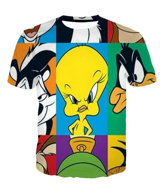 Newest Fashion Mens/Womans Cartoon Looney Tunes Summer Style Tees 3D Print Casual T-Shirt Tops Plus Size BB0138