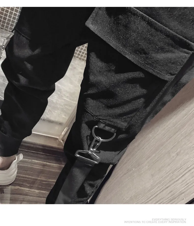 Jangesnow marca designer homens streetwear preta harem calças leves homens punk calças fitas casuais calças jasculadoras calças homens hip hop calças